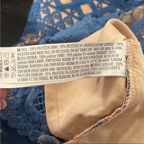 NWOT - Endless Rose - Blue & Nude Lace Strapless Mini Dress - Picture 9 of 9